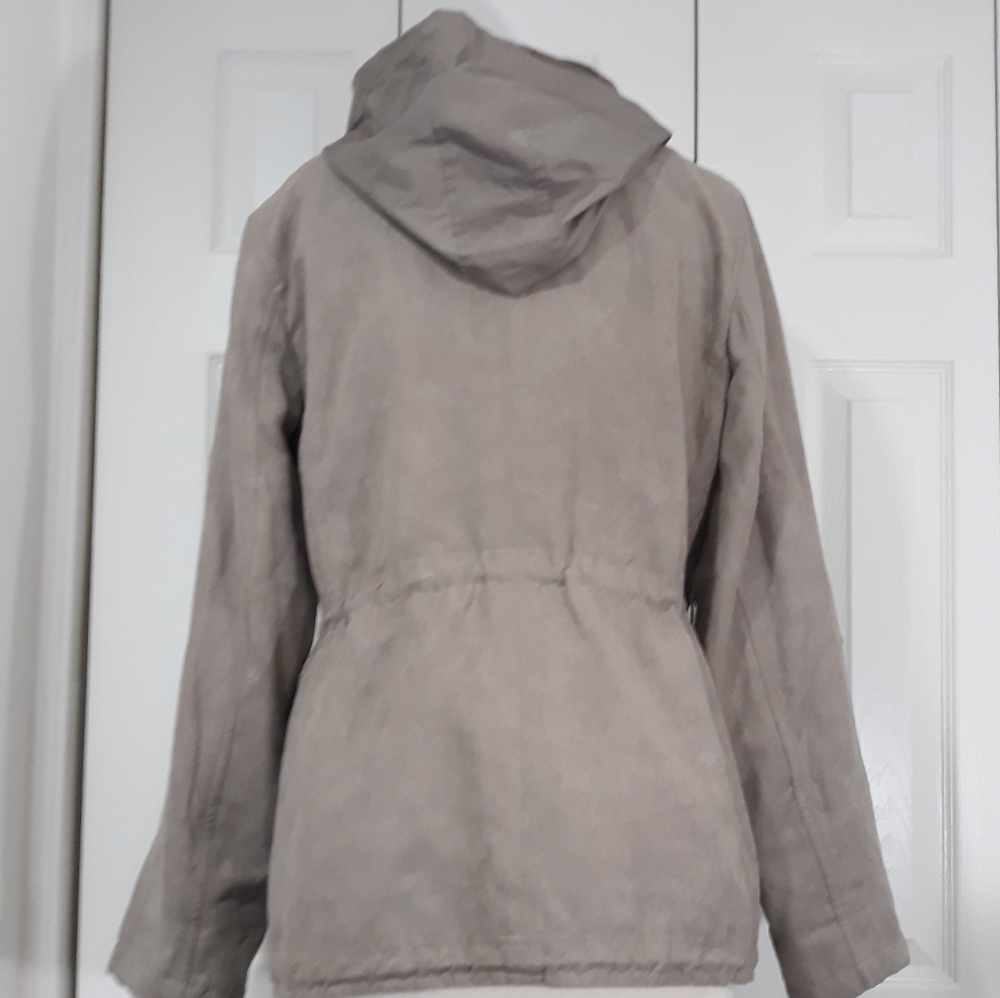 Vince Camuto utility with hidden hoddie light brown jacket Zipper Size Large - Picture 7 of 11
